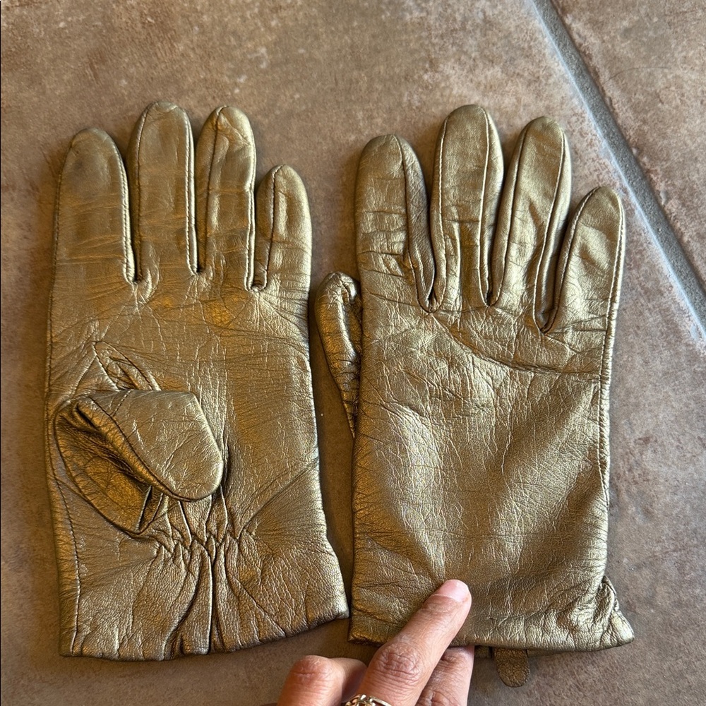 Metallic Bronze Leather Gloves – Genuine Leather - Picture 2 of 12